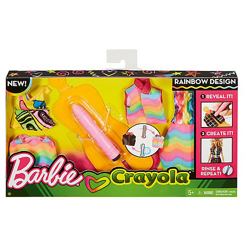 Игровой набор Barbie Crayola "Раскрась наряды" Радужный дизайн, с оранжевым манекеном от Mattel