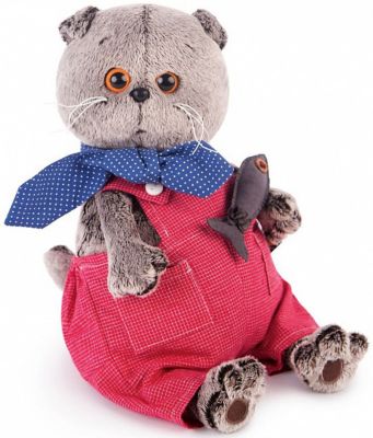 Мягкая игрушка Budi Basa Кот Басик в красном комбинезоне, 19 см