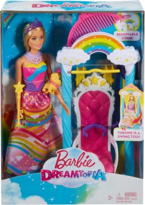 Barbie Dreamtopia Regenbogen-Königreich Prinzessinnen-Schaukel & Puppe ...