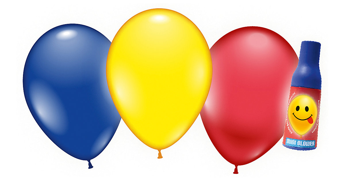 Luftballons inkl. Aufblashilfe mehrfarbig