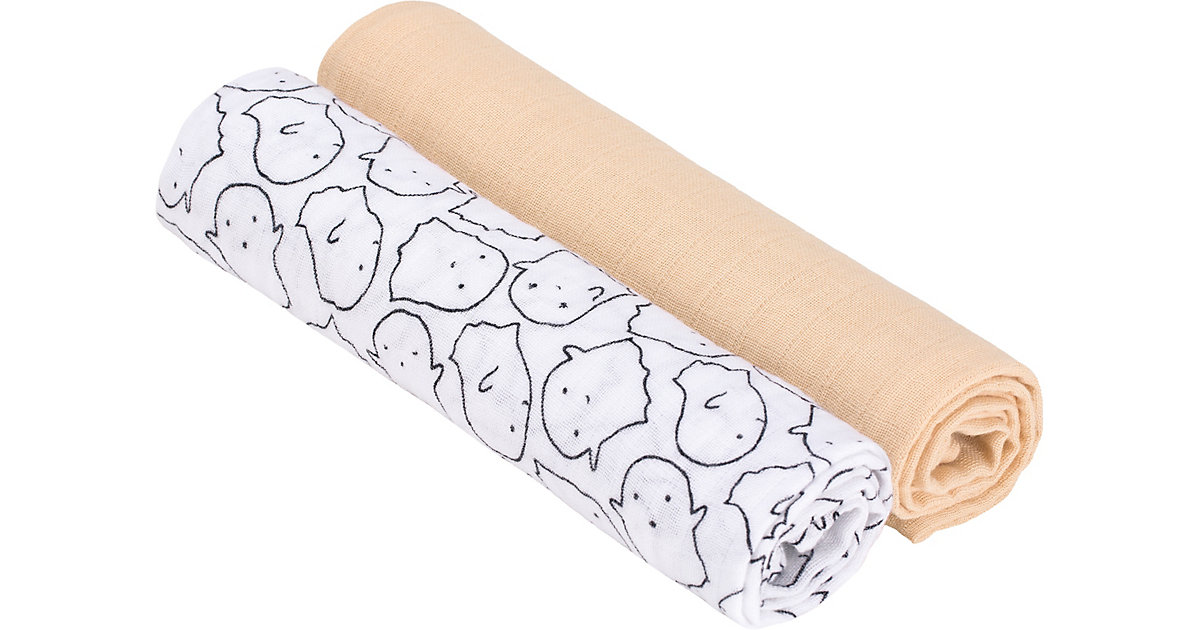 LÄSSIG · Mulltücher XL, 2er Set, 120x120 cm, Little Spookies peach LÄSSIG · Mulltücher XL, 2er Set, 120x120 cm, Little Spookies peach