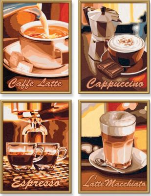 Malen nach Zahlen Kaffeepause Quattro Kaffee Caffè Latte Espresso Schipper 