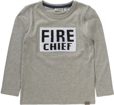 Langarmshirt mit Wendepailletten , Feuerwehr grau Gr. 116/122 Jungen Kinder