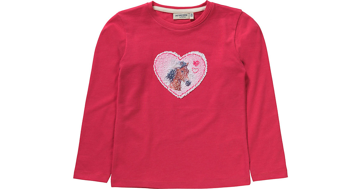 Langarmshirt mit Wendepailletten , Pferd pink Gr. 116/122 Mädchen Kinder