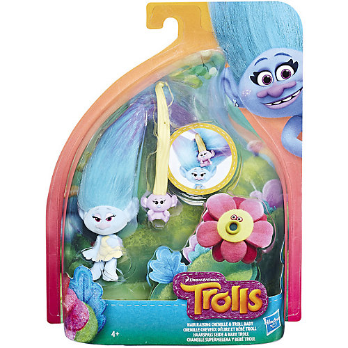Игровой набор Trolls "Тролли с супер длинными волосами", голубой тролль от Hasbro