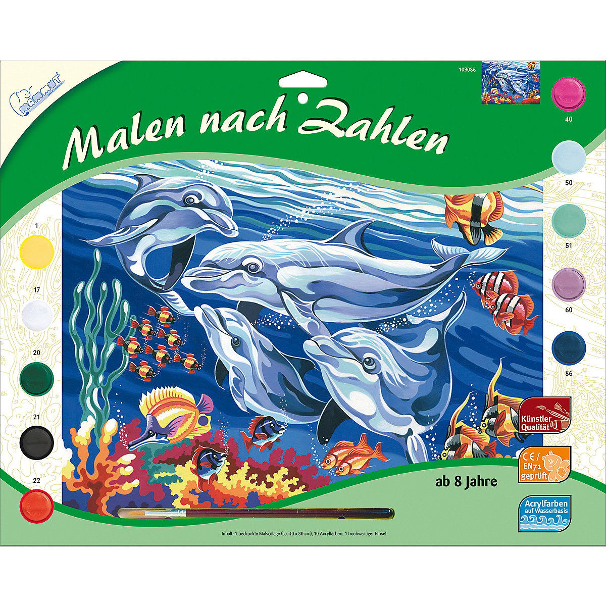 MAMMUT Spiel und Geschenk Malen nach Zahlen groß Delfine