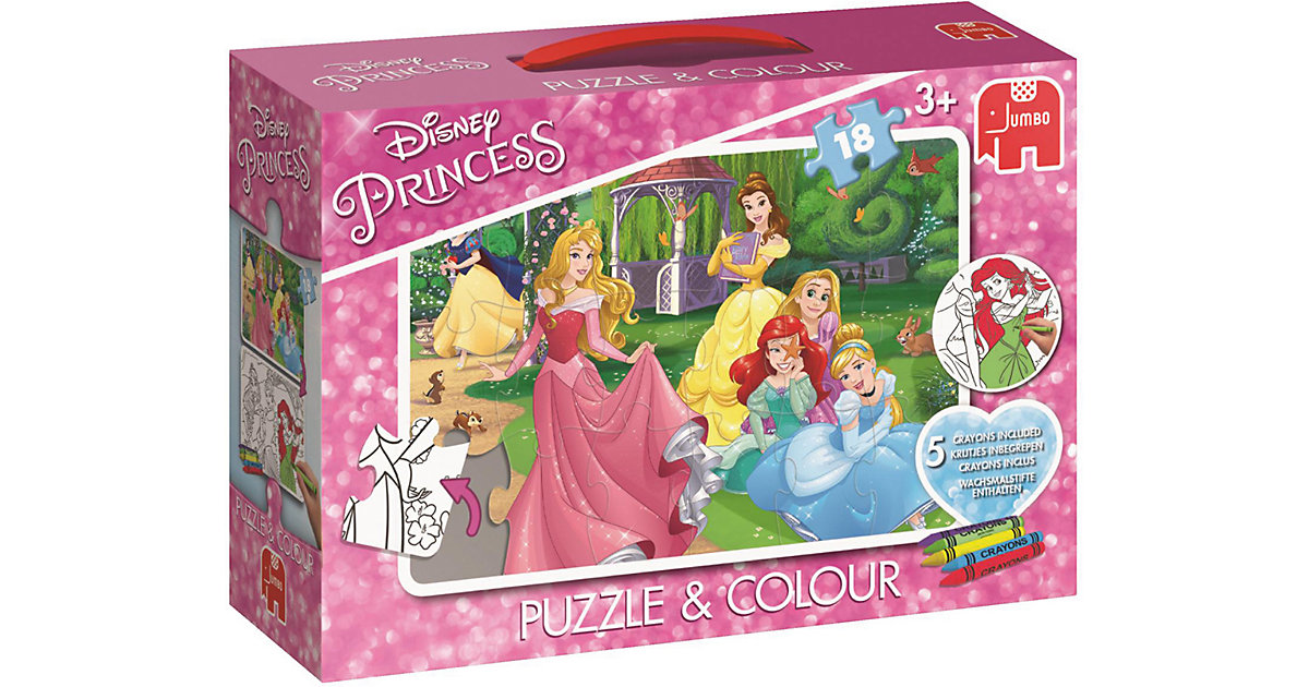 Puzzle & Colour - 18 Teile - Disney Princess