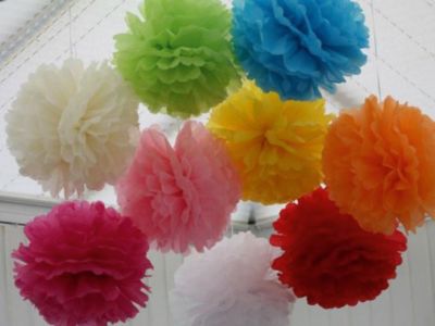 Seidenpapierpompons flieder, 3 St�ck