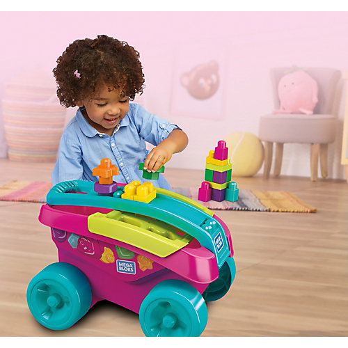 Конструктор MEGA BLOKS Тележка-сортер для сбора деталей, розовая от Mattel