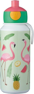 Trinkflasche pop-up campus 400 ml, Tropical Flamingo grün/rosa