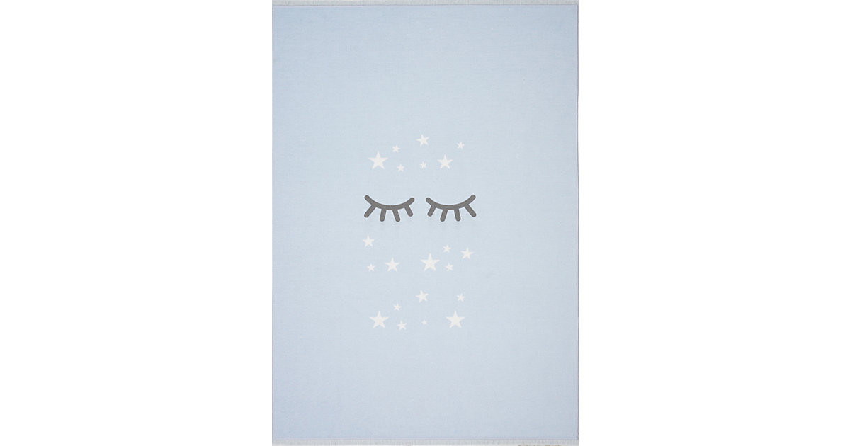 Kinderteppich, LOVE YOU SLEEPING EYES himmelblau/weiß, 100 x 160 cm