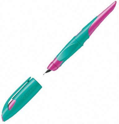 Перьевая ручка Stabilo "Easybirdy" для левшей, розово-бирюзовая