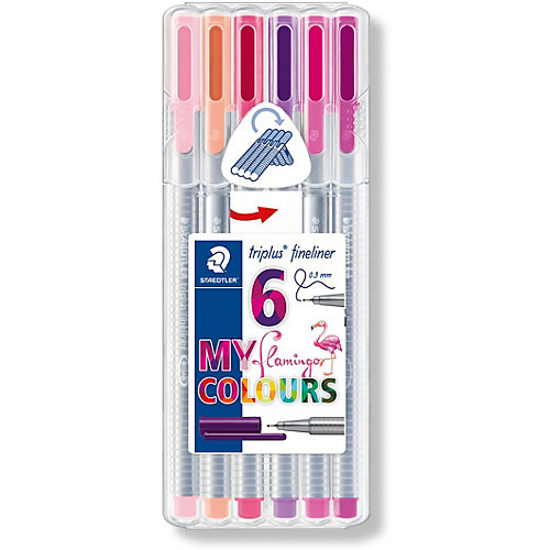 Набор капиллярных ручек Staedtler «Triplus fineliner», 6 цветов фламинго от Staedtler
