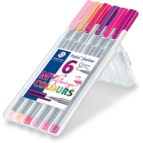 Набор капиллярных ручек Staedtler «Triplus fineliner», 6 цветов фламинго от Staedtler