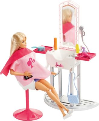 Barbie DeluxeSet Möbel Salon & Puppe (blond), Barbie myToys