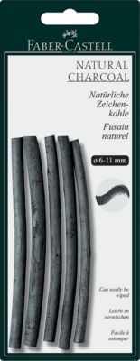 Уголь натуральный Faber-Castell "Pitt", Ø 6-11мм, круглый, 6шт., картон. упак.