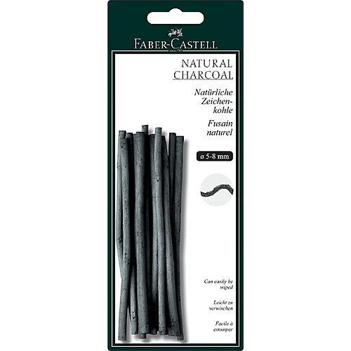 Уголь натуральный Faber-Castell "Pitt", Ø 5-8мм, круглый, 12шт., картон. упак. от Faber-Castell