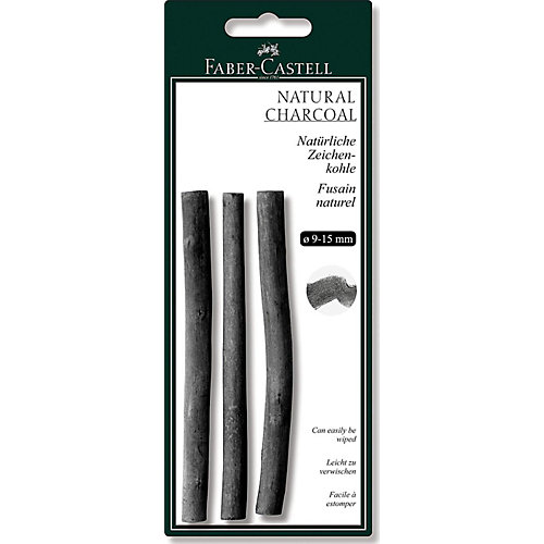 Уголь натуральный Faber-Castell "Pitt", Ø 9-15мм, круглый, 4шт., картон. упак. от Faber-Castell