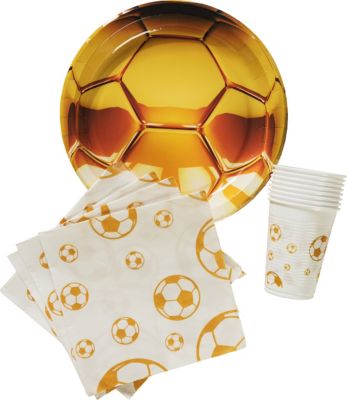 Partyset Fuball Gold, 31-tlg. wei/gold