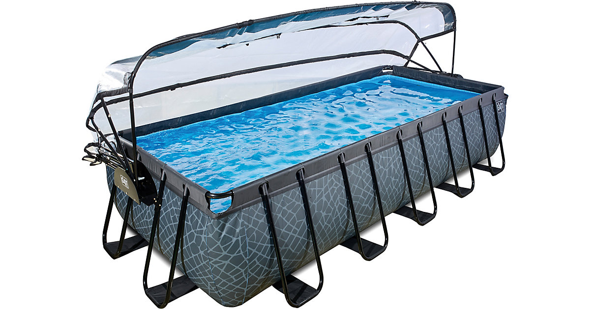Frame Pool 5,4x2,5x1m mit Sonnendach, grau Frame Pool 5,4x2,5x1m mit Sonnendach, grau
