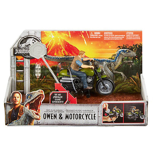 Набор фигурок Jurassic World "Заводные преследователи" Оуэн Грейди на мотоцикле от Mattel