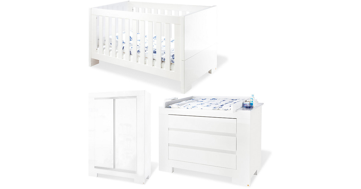 Pinolino · Komplett Kinderzimmer ARCTICA, 3-tlg. (Kinderbett, Wickelkommode und 2-türiger Kleiderschrank), weiß Pinolino · Komplett Kinderzimmer ARCTICA, 3-tlg. (Kinderbett, Wickelkommode und 2-türiger Kleiderschrank), weiß