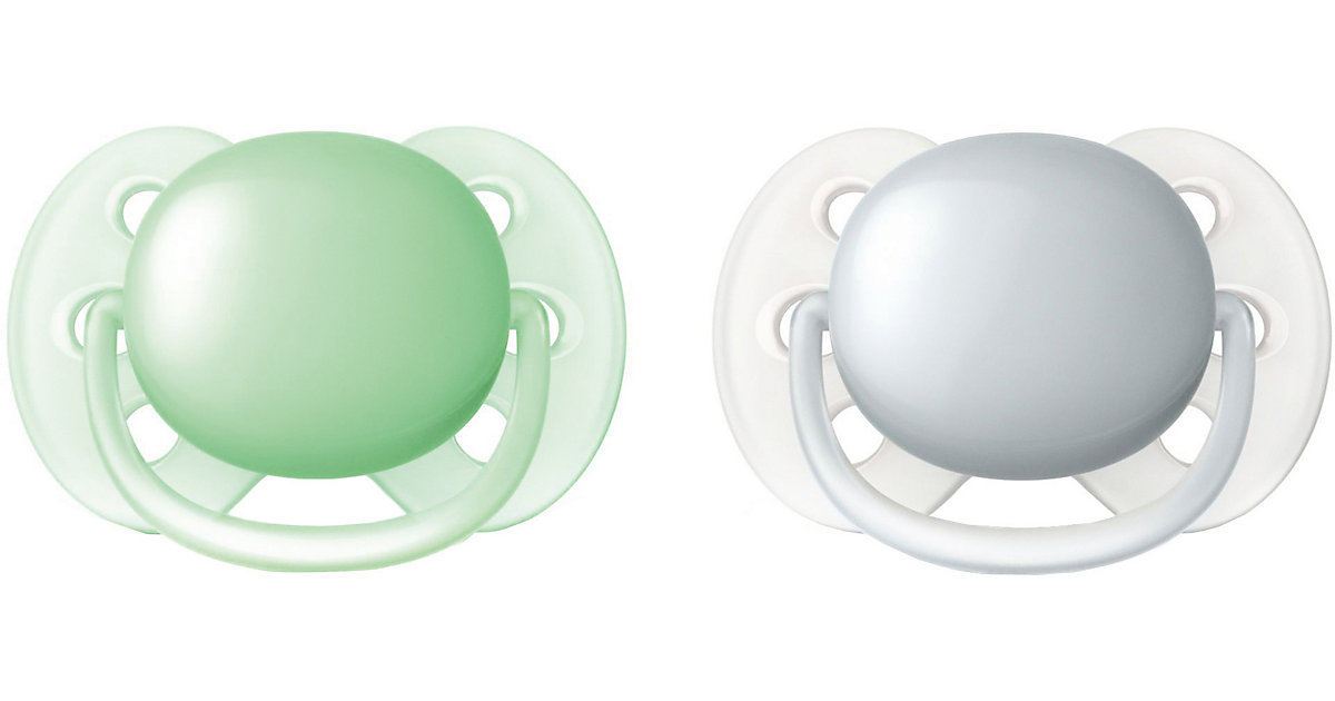 Philips AVENT · Schnuller Ultra Soft, Gr.0, grün/grau, 2er Pack Philips AVENT · Schnuller Ultra Soft, Gr.0, grün/grau, 2er Pack
