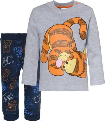 Disney Winnie Puuh Baby Set Langarmshirt + Sweathose blau/grau Gr. 104/110 Jungen Kleinkinder