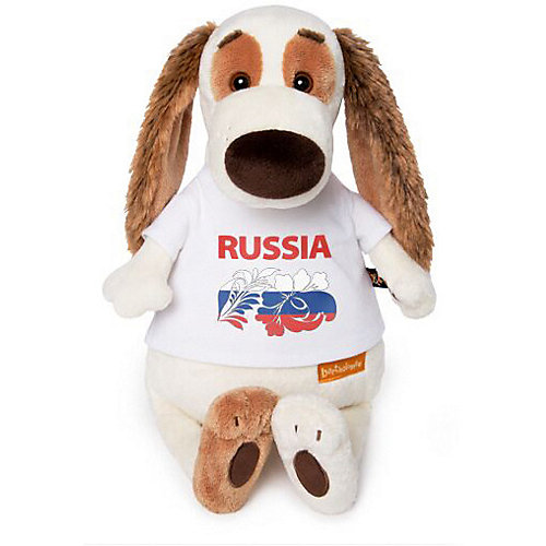 Мягкая игрушка Budi Basa Собака Бартоломей в футболке с принтом "Россия", 27 см от Budi Basa