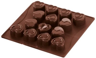 14er Schokoladenform ��S��e Herzen Confiserie�� braun