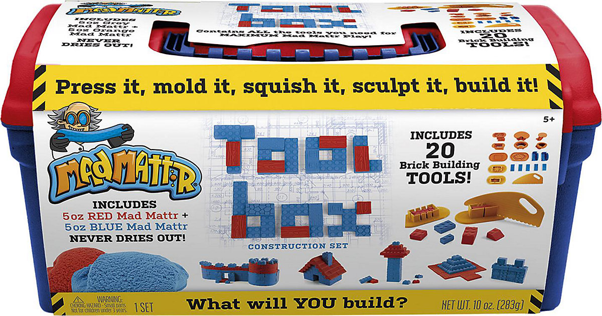 XL Spielsand Mad Mattr® Set, 280g + 20-tlg. Zubehör + Box blau/rot