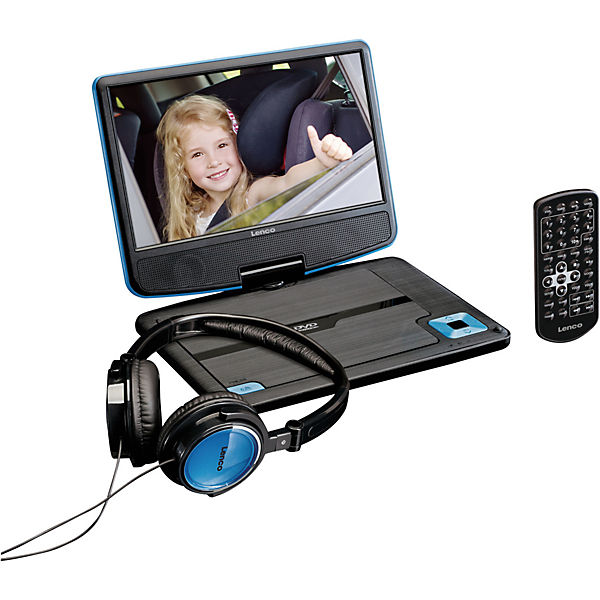 DVP-910BU - tragbarer 9" DVD-Player mit fester Kopfstützenhalterung und Kopfhörern, blau