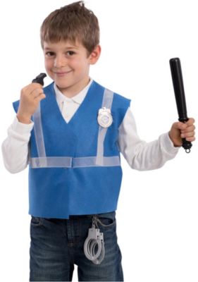 Polizei-Set (Weste, Handschellen, Pfeife, Gummikn�ppel, Abzeichen), 5-tlg. Jungen Kinder