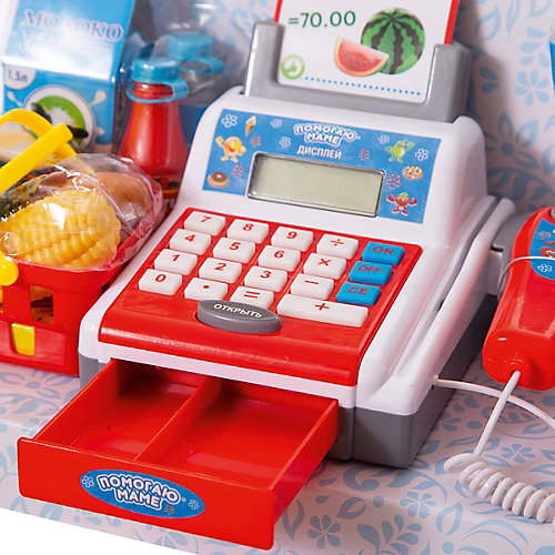 Игровой набор ABtoys "Помогаю Маме" Касса, в наборе с продуктами и аксессуарами, 40 предметов от ABtoys