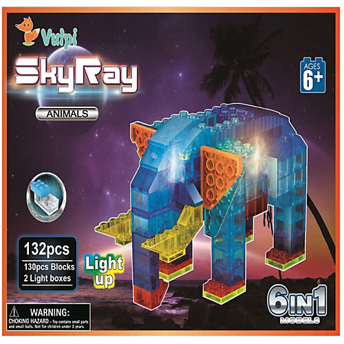 Светящийся конструктор 6 в 1 Sky Ray "В мире животных", 132 детали от Sky Ray