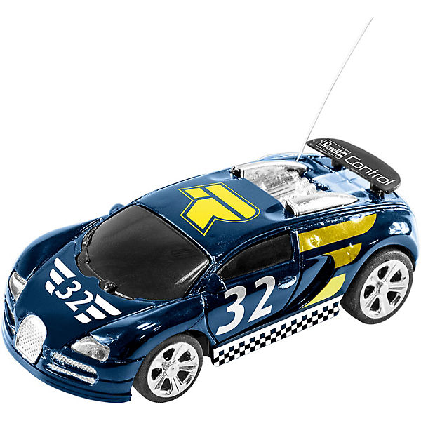 Mini RC Rennwagen, blau, Revell Control Ferngesteuertes Auto in Dosenverpackung, 7 cm