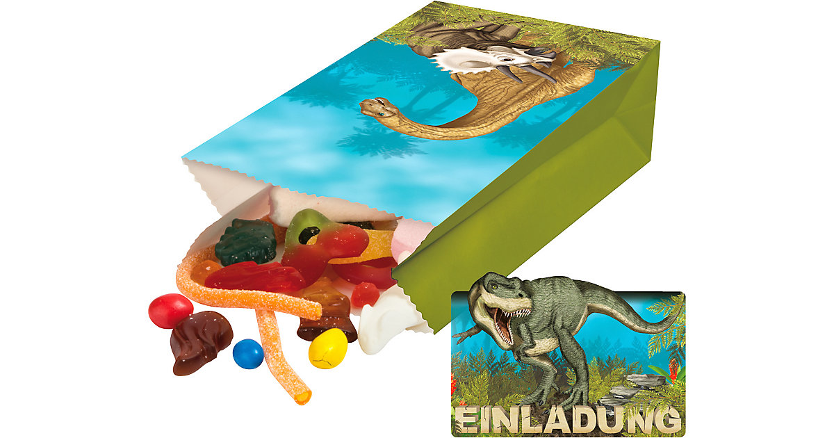 TapirElla Partytüten und Einladungskarten Dinosaurier T-Rex, 32-tlg.