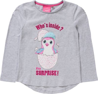 Hatchimals Langarmshirt mit Pailletten hellgrau Gr. 98 M�dchen Kleinkinder