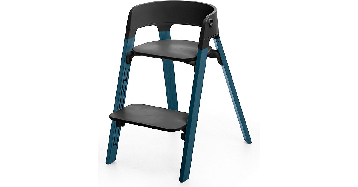 Stokke · Steps™ Hochstuhl, Sitz black inkl. Beine Buchenholz, midnight blue Stokke · Steps™ Hochstuhl, Sitz black inkl. Beine Buchenholz, midnight blue