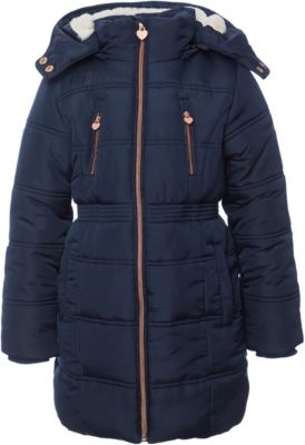 Winterjacke mit Kunstfell gefttert dunkelblau Gr. 92/98 Mdchen Kleinkinder