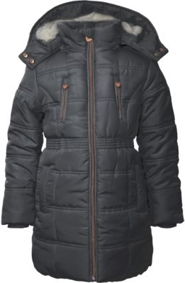 Winterjacke mit Kunstfell gefüttert dunkelgrau Gr. 92/98 Mädchen Kleinkinder