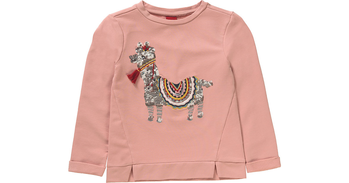 Sweatshirt mit Pailletten , Lama rosa Gr. 128/134 Mädchen Kinder