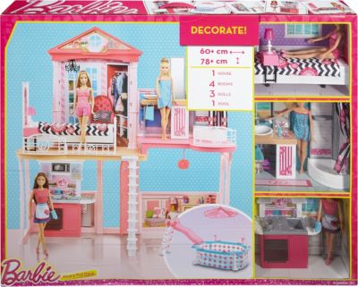 Barbie Haus, Möbel und Pool Geschenkset, inkl. 3 Barbie