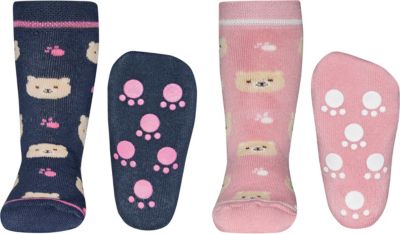 Haussocken ABS Doppelpack , B�rchen rosa/blau Gr. 17/18 M�dchen Baby