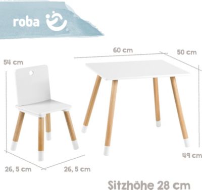 Roba Kids Kindersitzgruppe Stern weiß mit Tisch und zwei Stühlen TOP 