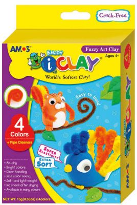 МАССА iClay для лепки Amos "Забавные животные", 4 цвета по 15 гр., аксессуары.