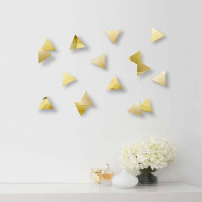 16er Set Selbstklebende Metall Wanddeko Gold Confette Triangles Umbra Mytoys