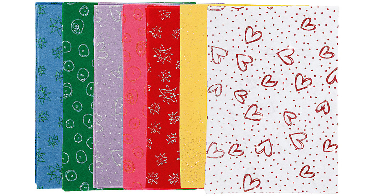 Bastelfilz - Sortiment, A4 21x30 cm, Stärke: 1 mm, 70 Bl., sortierte Farben