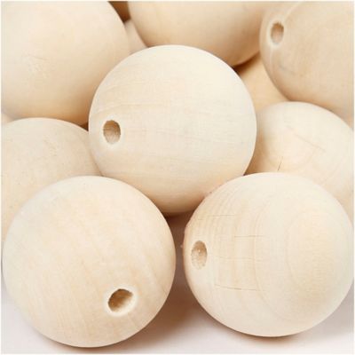 Holzperlen, D: 35 mm, Lochgre 6 mm, 50 Stck., China berry