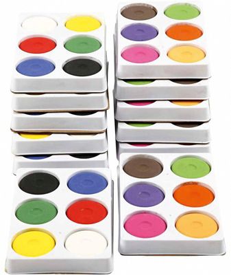 Wasserfarbe in Palette, D: 57 mm, H 19 mm, 12 Schale